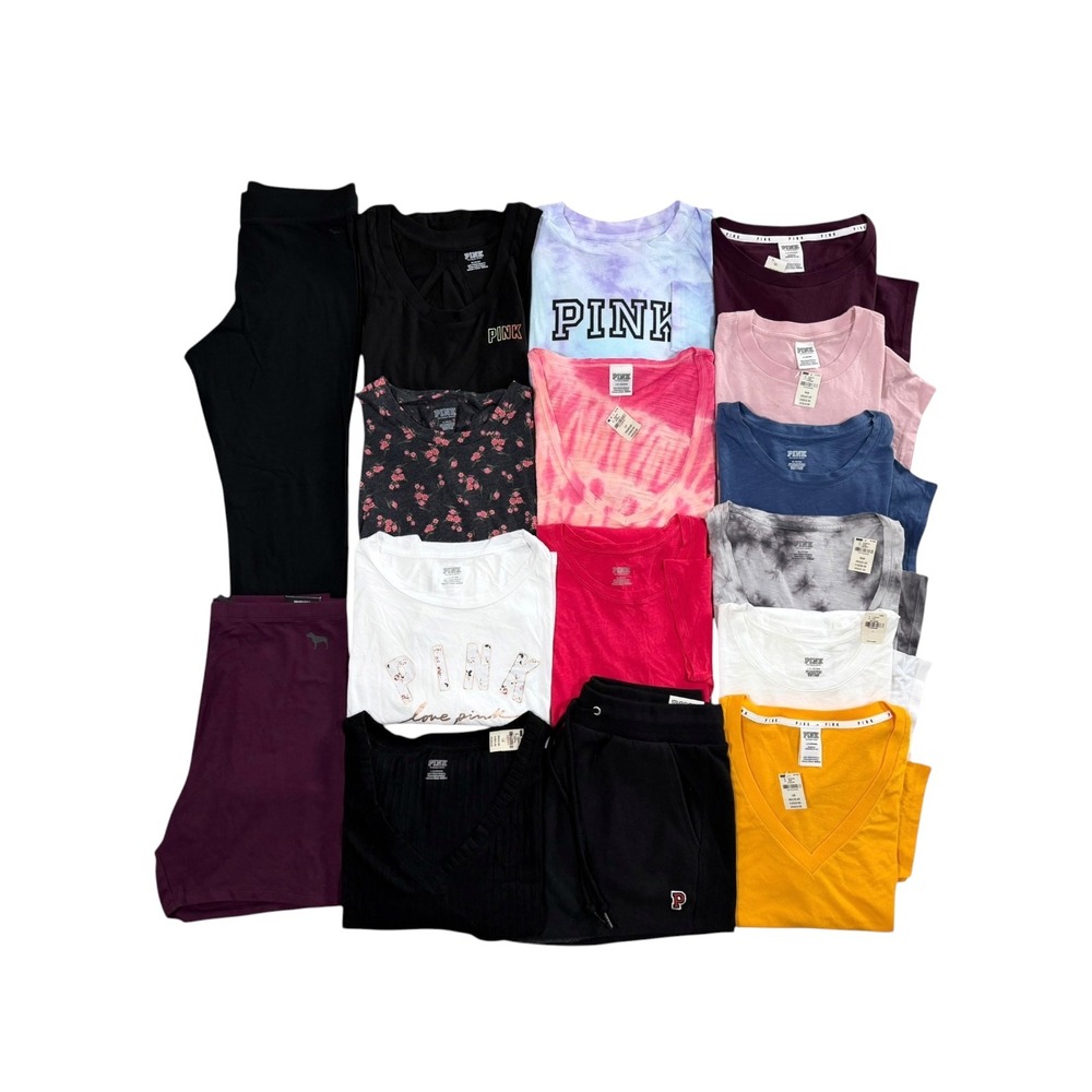 Victorias Secret PINK 16pc Lot NWT Womens Size M L Tees Shorts Leggings Clothing